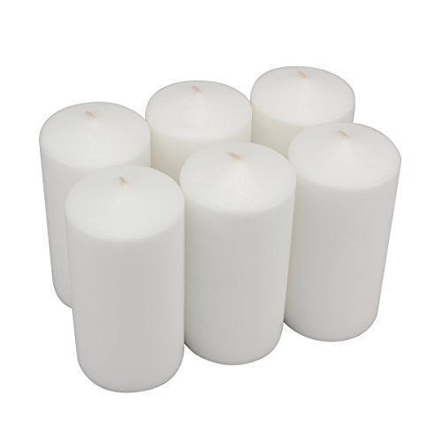 Stonebriar 6 Count Tall 3 x 6 Inch 65 Hour Long Burning Unscented White Wax Pillar Candles