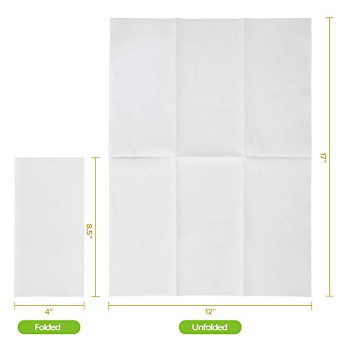 FOCUSLINE 480 Disposable Bathroom Napkins, Linen-Feel Paper Guest Towels, Soft and Absorbent Paper Hand Towels Party Napkins for Bathroom, Kitchen, Dinner, or Event, White, 12" x 17"