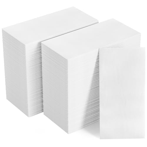 FOCUSLINE 480 Disposable Bathroom Napkins, Linen-Feel Paper Guest Towels, Soft and Absorbent Paper Hand Towels Party Napkins for Bathroom, Kitchen, Dinner, or Event, White, 12" x 17"
