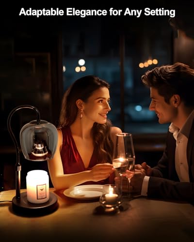 Electric Adjustable Height Candle Warmer Lamp with Timer, Dimmable Wine Glass Modern Candle Lamp Warmer Vintage Wax Warmer Lamp with 2 Bulbs, Lamp Candle Warmer for Jar Candles, Home Decor