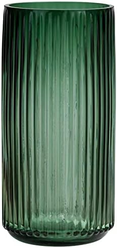 Flower Vase 7.5 inch Green Thickened Glass Vase for Bookshelf,Dinner Table,Indoor Office Desktop,Meeting Room,Bathroom,Countertop,Home Christmas Day Decoration