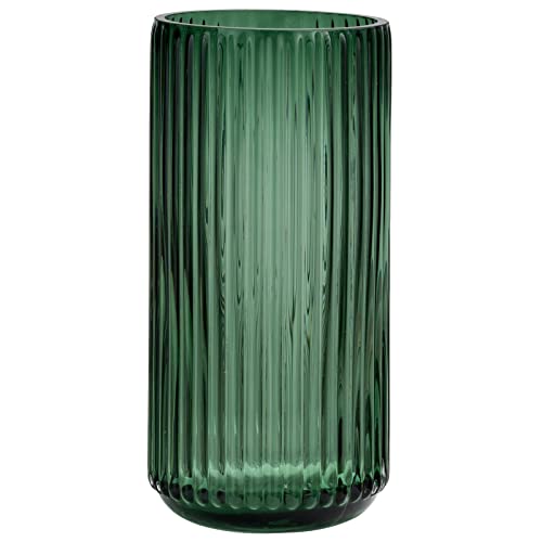 Flower Vase 7.5 inch Green Thickened Glass Vase for Bookshelf,Dinner Table,Indoor Office Desktop,Meeting Room,Bathroom,Countertop,Home Christmas Day Decoration