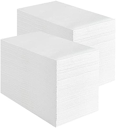 Vplus 200 Pack Premium Quality Guest Towels Disposable Dinner Napkins Soft, Absorbent, Party Napkins for Wedding Reception,Parties, Dinners or Catering Events,and Everyday Use (White, 200)