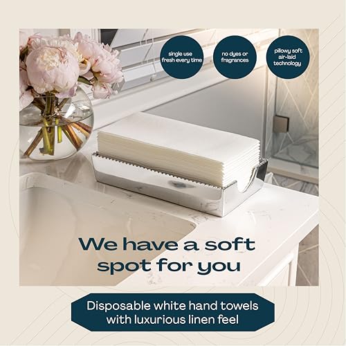 200-Pack Lintext Disposable Linen-Feel Guest Towels - 12" x 17" Cloth-Like Hand Towels - Made In USA, Soft And Absorbent Paper Napkin For Bathroom, Kitchen, Or Event