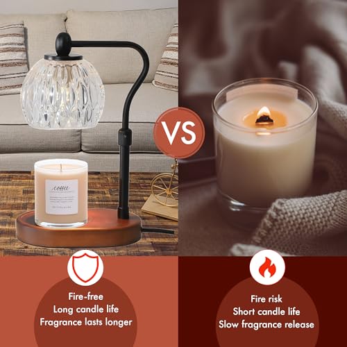 Candle Warmer Lamp with Dimmer, Height Adjustable Candle Lamp Warmer for Jar Candles, Electric Candle Warmer, Dimmable Candle Warmer Lamp