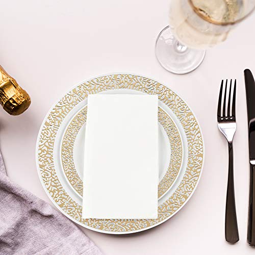 Vplus 200 Pack Premium Quality Guest Towels Disposable Dinner Napkins Soft, Absorbent, Party Napkins for Wedding Reception,Parties, Dinners or Catering Events,and Everyday Use (White, 200)