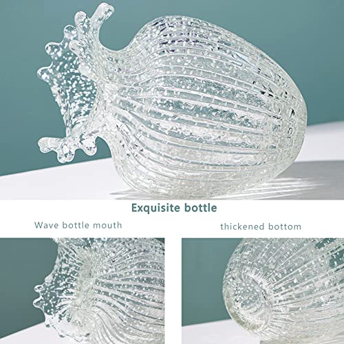 Handmade Glass Flower Vase Luminous Waves Mouth Decorative Vase Vintage Home Decor Rustic Farmhouse Decorations Living Room,Dining Room,Fireplace,Shelf