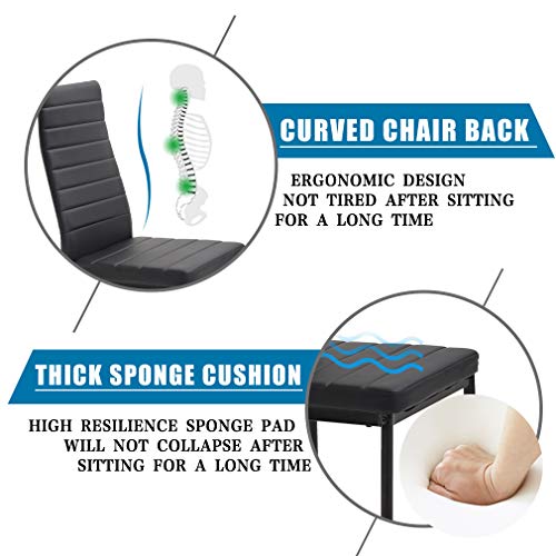 FDW Dining Table Set Glass Dining Room Table Set for Small Spaces Kitchen Table and Chairs for 4 Table with Chairs Home Furniture Rectangular Modern (Black Glass)