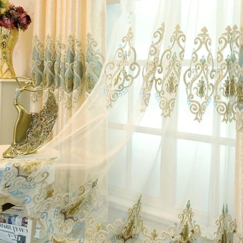 MYRU 2 Panels Set European Style Living Room Curtains Luxury Tulle Curtains(Sheer Curtain, 2 x 54 inches by 84 inches)