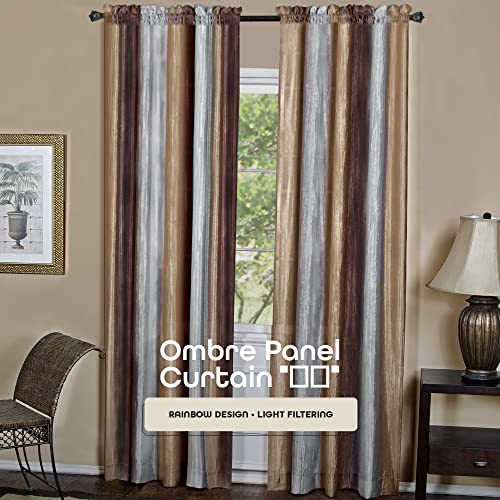 Ombre Panel Light Filtering Semi-Sheer Window Curtain - 63 Inch Length, 50 Inch Width - Chocolate- Light Filtering Soft Polyester Drapes for Bedroom Living & Dining Room by Achim Home Decor