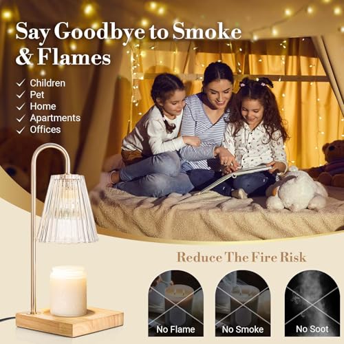 Candle Warmer Lamp with Timer Dimmer, Birthday Gifts for Mom Women Her Friends, Womens Day House Warming Gifts New Home Room Decor, Wax Melt Warmer with 2 Bulbs