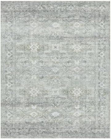 8x10 Area Rugs Washable Rug: Large Living Room Rug Stain Resistant Distressed Vintage Boho Area Rug Non Slip Low Pile Faux Wool Soft Rug for Bedroom Bedside Indoor Kids Playroom Farmhouse Dining Room