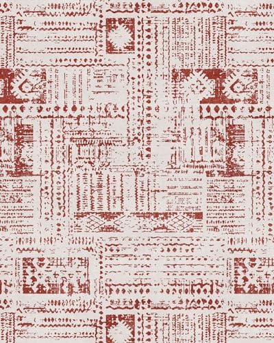 Area Rug 5x7 Washable Rug Boho Soft Abstract Pattern Non-Slip Faux Wool Vintage Rug for Living Room, Bedroom Rug, Farmhouse, Dining Room, Kids Playroom, Grey and Black