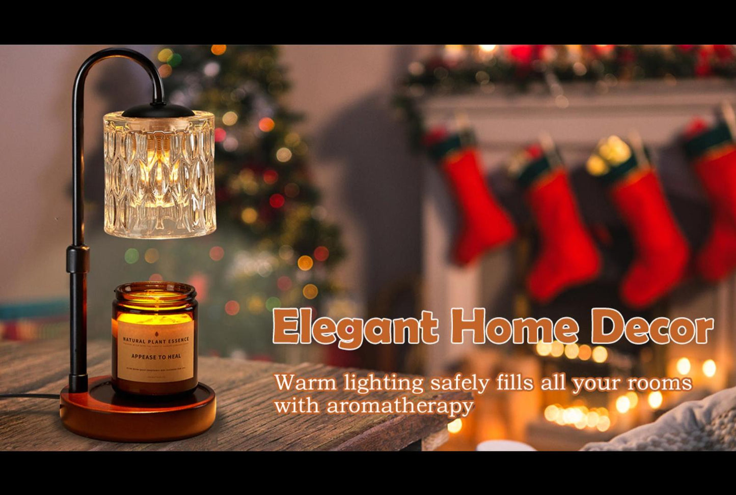 Briever Dimmable Candle Warmer Lamp with Timer, Height Adjustable Electric Candle Wax Warmer for Jar Candles, Top-Down Light Heat Melting Wax with 2 Bulbs, Walnut Solid Wood Base for Home Decor Gifts