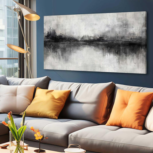 Room Decor Black Art Grey Living Room Artwork 20"x 40" Abstract Decorative Watercolor Wall Art for Office Dining Room Bedroom Paintings for Walls
