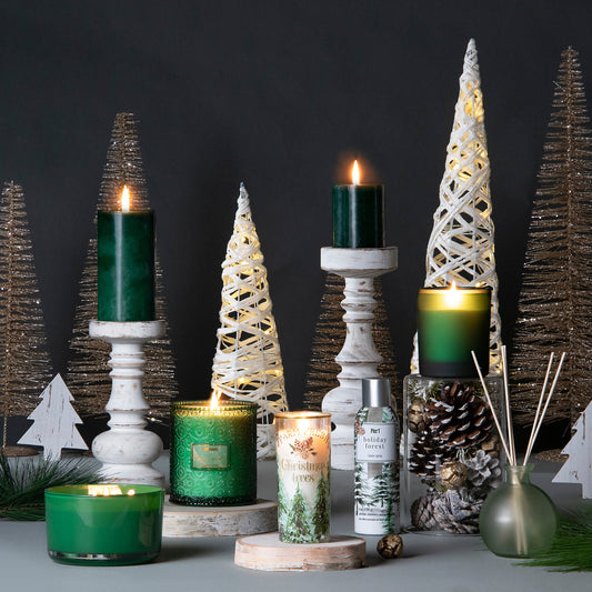 Pier 1 Holiday Forest 3x6 Mottled Pillar Candle