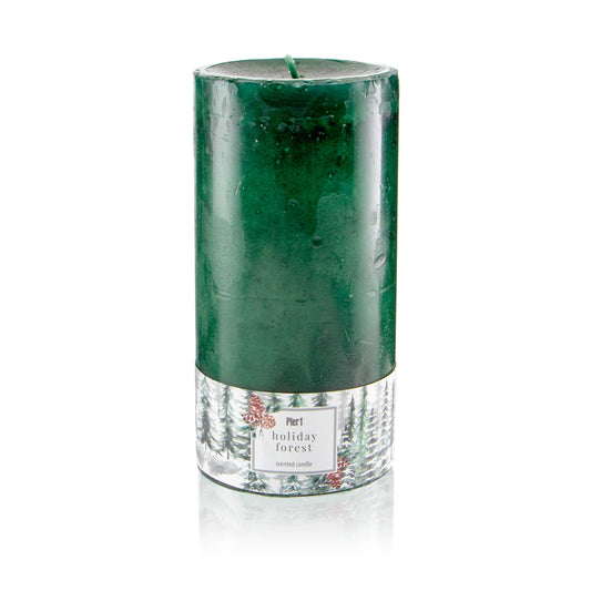 Pier 1 Holiday Forest 3x6 Mottled Pillar Candle