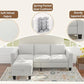 Sectional Sofa Couches for Living Room 78" L Shaped Sofas with Storage Ottoman Small 3 Seater Couch Velvet Fabric, Beige