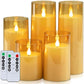 Homemory Gray Flickering Flameless Candles, Battery Operated Acrylic LED Pillar Candles with Remote Control and Timer, Set of 5