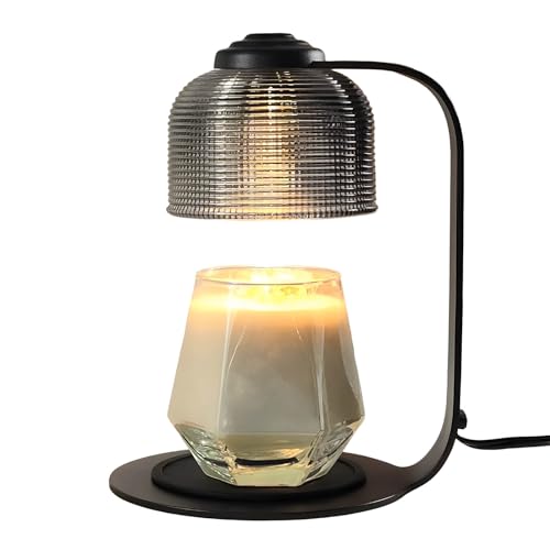 Candle Warmer Lamp with Timer, Vintage Electric Candle Lamp Warmer with Bulbs, House Warming Decor, Dimmable Candle Melter for Jar Candles (Black)