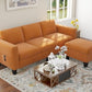 Sectional Sofa Couches for Living Room 78" L Shaped Sofas with Storage Ottoman Small 3 Seater Couch Velvet Fabric, Beige