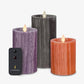 Luminara Realistic Artificial Moving Flame Pillar Candles - Set of 3 - Melted Top Edge, LED Battery Operated Lights - Unscented - Remote Included- 3" x 4.5", 3" x 5.5", 3" x 6.5" (Ivory)