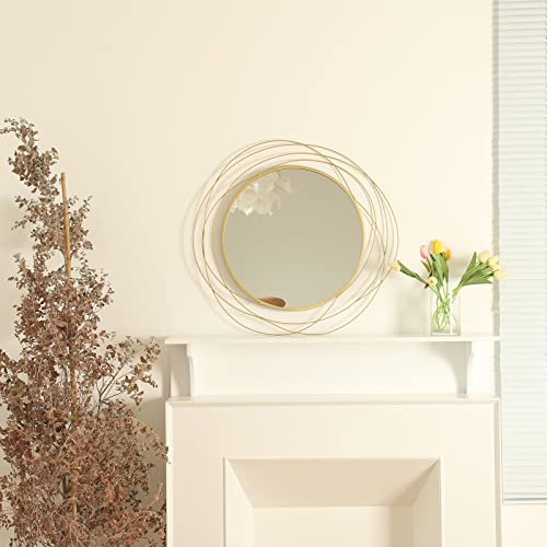 ironsmithn Wall Mirror Mounted Round Decorative Mirrors Circle for Bathroom Vanity, Living Room or Bedroom 26.8” x26.8” (Gold)