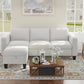 Sectional Sofa Couches for Living Room 78" L Shaped Sofas with Storage Ottoman Small 3 Seater Couch Velvet Fabric, Beige
