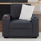 VanAcc Sofa, Comfy Couch- Deep Seat Sofa, Modern Couch with Cup Holders & USB Charging Ports, Sofa Chair for Living Room (Charcoal Grey Chenille)