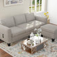 Sectional Sofa Couches for Living Room 78" L Shaped Sofas with Storage Ottoman Small 3 Seater Couch Velvet Fabric, Beige