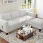 Sectional Sofa Couches for Living Room 78" L Shaped Sofas with Storage Ottoman Small 3 Seater Couch Velvet Fabric, Beige