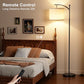 Ambimall 60" Floor Lamp with Remote Control and Stepless Dimmable Bulb, Colors Temperature & Brightness Adjustable, Modern Floor Lamps for Living Room（Beige Shade & Black Pole）