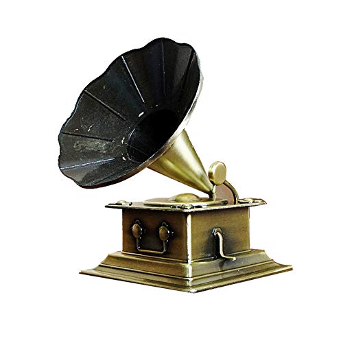 PROW® Bronze Metal Retro Phonograph Model Sculpture Gramophone Ornaments Alloy Iron Crafts Gift Office Furnishings Home Decoration Statue