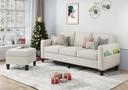 Sectional Sofa Couches for Living Room: Convertible L Shaped Couch with Storage Ottoman - Grey Small 3 Seater Sofas Furniture Set for Small Space