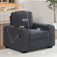 VanAcc Sofa, Comfy Couch- Deep Seat Sofa, Modern Couch with Cup Holders & USB Charging Ports, Sofa Chair for Living Room (Charcoal Grey Chenille)