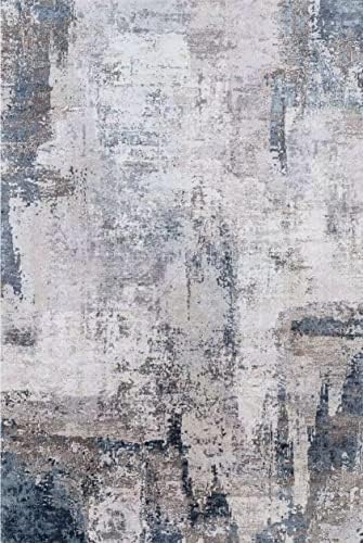 vivorug Washable Rug, Ultra Soft Area Rug 6x9, Non Slip Abstract Rug Foldable, Stain Resistant Rugs for Living Room Bedroom, Modern Fuzzy Rug (Gray/Rust, 6'x9')