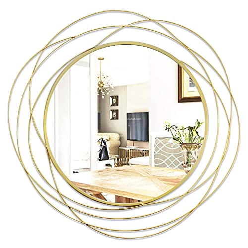 ironsmithn Wall Mirror Mounted Round Decorative Mirrors Circle for Bathroom Vanity, Living Room or Bedroom 26.8” x26.8” (Gold)