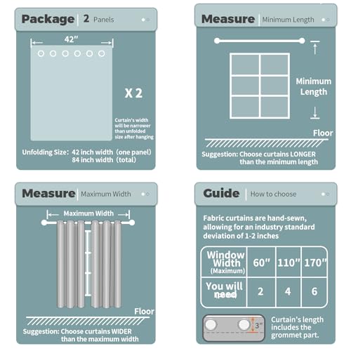 BGment Blackout Curtains for Bedroom - Grommet Thermal Insulated Room Darkening Curtains for Living Room, Set of 2 Panels (42 x 63 Inch, Navy Blue)