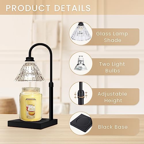 Candle Warmer Lamp with Dimmer, 2H/4H/8H Timer, Compatible with Yankee Candle Large Jar Candle, Home Decor Gift for her, Birthday Gift for mom, Home Scented Jar Candles Heater,Black