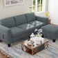 Sectional Sofa Couches for Living Room 78" L Shaped Sofas with Storage Ottoman Small 3 Seater Couch Velvet Fabric, Beige