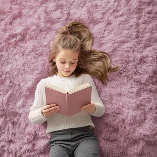 OLANLY Area Rugs for Living Room Bedroom, Machine Washable 4x5.9 Feet Soft Fluffy Shaggy Bedside Rug, Indoor Floor Carpet for Kids Girls and Boys, Dorms, Nursery Rooms, Home Decor Aesthetic, Grey