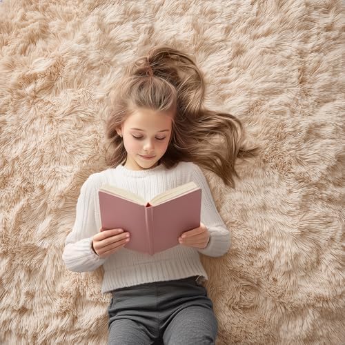 OLANLY Area Rugs for Living Room Bedroom, Machine Washable 4x5.9 Feet Soft Fluffy Shaggy Bedside Rug, Indoor Floor Carpet for Kids Girls and Boys, Dorms, Nursery Rooms, Home Decor Aesthetic, Grey