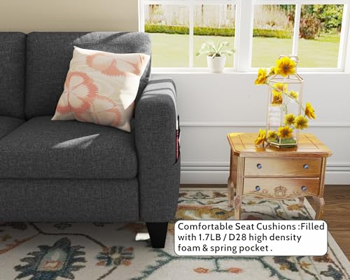 Sectional Sofa Couches for Living Room: Convertible L Shaped Couch with Storage Ottoman - Grey Small 3 Seater Sofas Furniture Set for Small Space