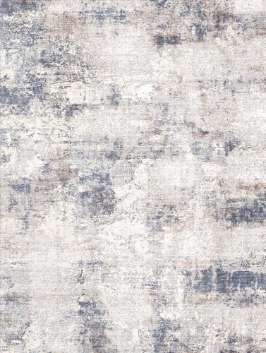8x10 Washable Area Rug Beige Grey Abstract Modern Living Room Bedroom Large Throw Rug Non Slip Soft Distressed Low Pile Neutral Indoor Floor Carpet for Dining Room Kitchen Office Entryway Decor