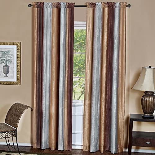 Ombre Panel Light Filtering Semi-Sheer Window Curtain - 63 Inch Length, 50 Inch Width - Chocolate- Light Filtering Soft Polyester Drapes for Bedroom Living & Dining Room by Achim Home Decor