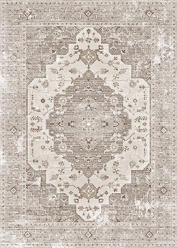 vivorug Washable Rug, Ultra Soft Area Rug 6x9, Non Slip Abstract Rug Foldable, Stain Resistant Rugs for Living Room Bedroom, Modern Fuzzy Rug (Gray/Rust, 6'x9')