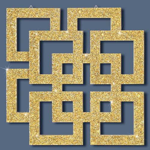 Weysat 2 Pieces Square Mirrored Wall Decor Square Accent Diamond Wall Art Decorative Wall Mirror DIY Wall Mounted Mirror Decor for Home Bedroom Living Room Bathroom (Gold,Diamond)