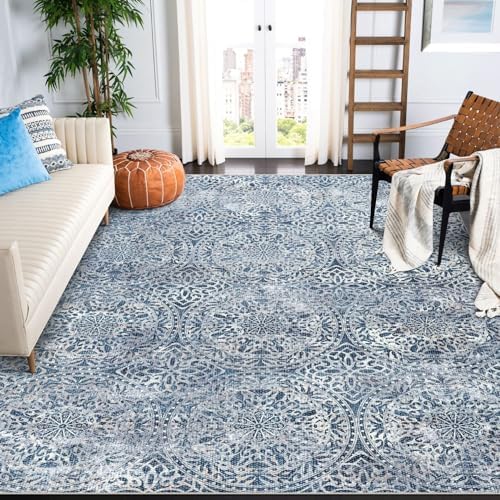 vivorug Washable Rug, Ultra Soft Area Rug 6x9, Non Slip Abstract Rug Foldable, Stain Resistant Rugs for Living Room Bedroom, Modern Fuzzy Rug (Gray/Rust, 6'x9')