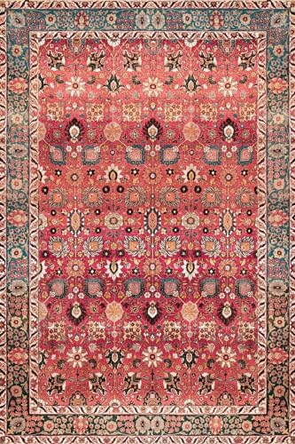 vivorug Washable Rug, Ultra Soft Area Rug 6x9, Non Slip Abstract Rug Foldable, Stain Resistant Rugs for Living Room Bedroom, Modern Fuzzy Rug (Gray/Rust, 6'x9')