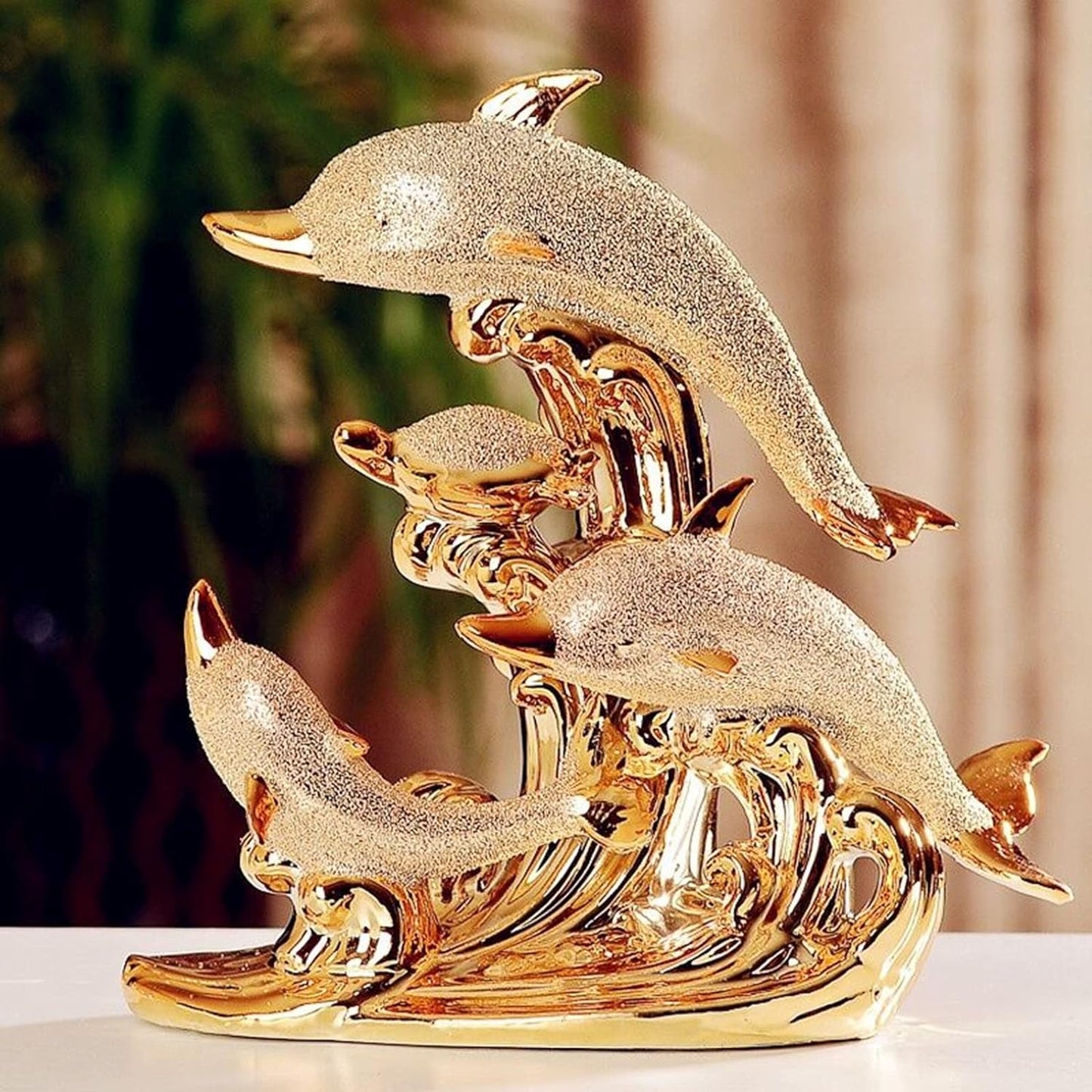 Dolphin Statue Dolphin Decor for Home Ceramics Dolphin Decorations Animal Decorations Home Furnishings Fashion Luxury Elegant Wedding Gifts New Home Decoration Love Collectibles